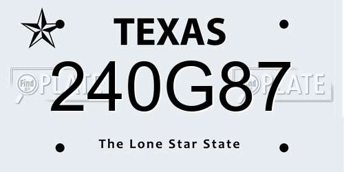 240G87 Texas License Plate