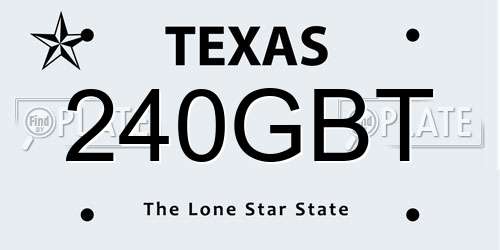 240GBT Texas License Plate