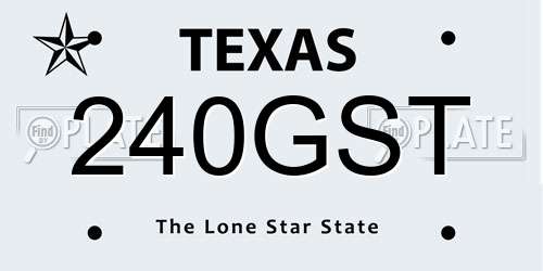 240GST Texas License Plate