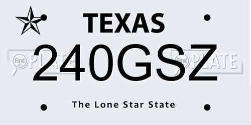 240GSZ Texas License Plate