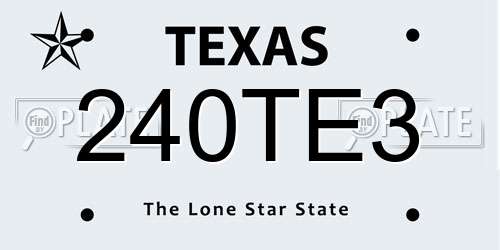 240TE3 Texas License Plate