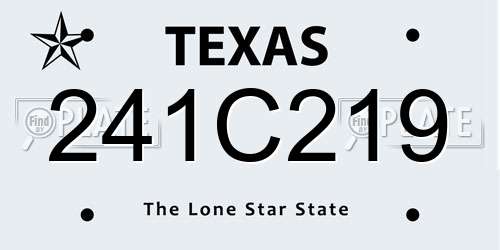 241C219 Texas License Plate