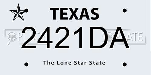 2421DA Texas License Plate