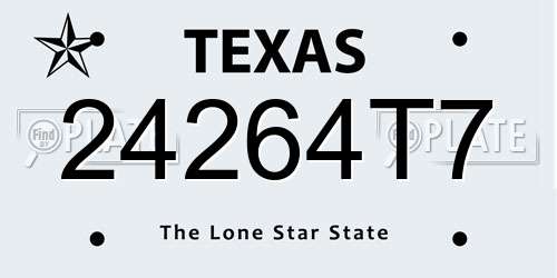 24264T7 Texas License Plate