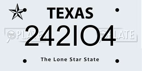 242IO4 Texas License Plate