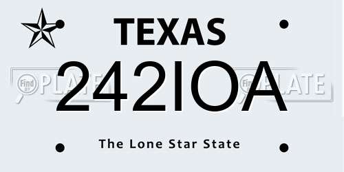 242IOA Texas License Plate