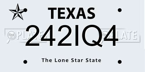242IQ4 Texas License Plate
