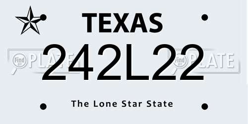 242L22 Texas License Plate