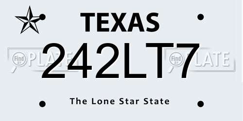 242LT7 Texas License Plate