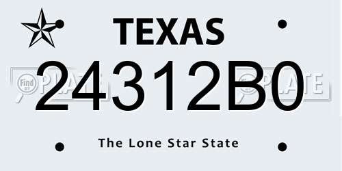 24312B0 Texas License Plate