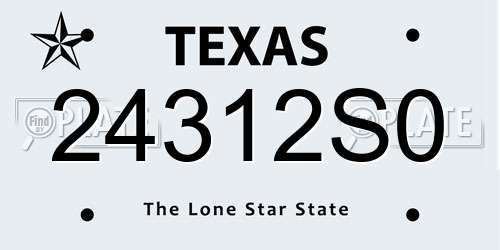 24312S0 Texas License Plate