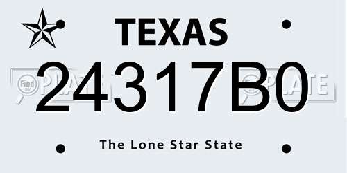 24317B0 Texas License Plate