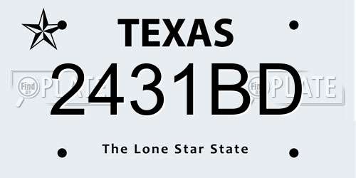 2431BD Texas License Plate