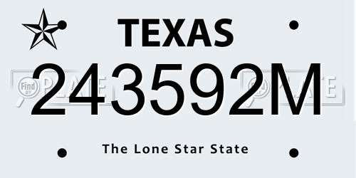 243592M Texas License Plate