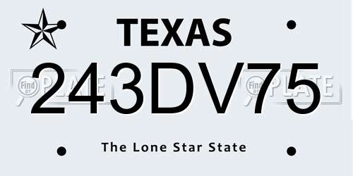 243DV75 Texas License Plate