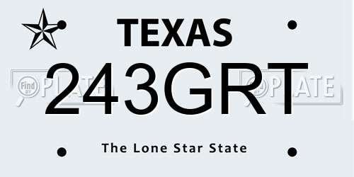 243GRT Texas License Plate