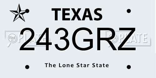 243GRZ Texas License Plate