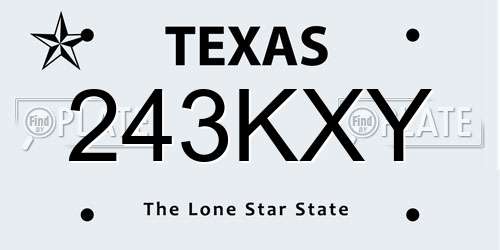 243KXY Texas License Plate