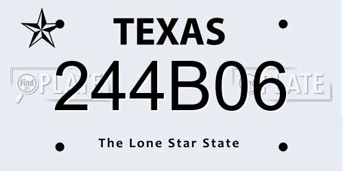 244B06 Texas License Plate