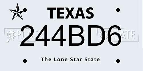 244BD6 Texas License Plate