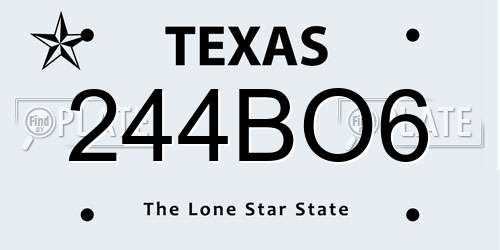 244BO6 Texas License Plate