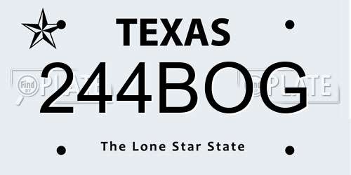 244BOG Texas License Plate