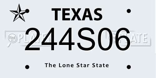 244S06 Texas License Plate