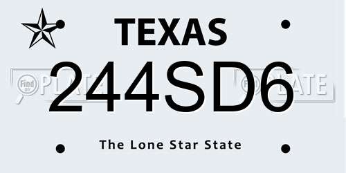 244SD6 Texas License Plate