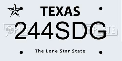 244SDG Texas License Plate