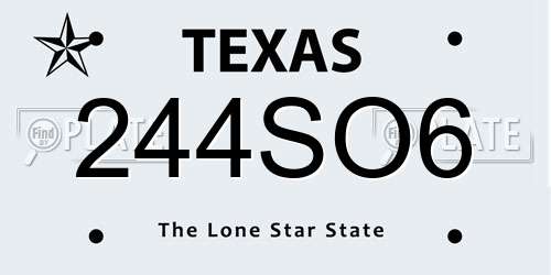 244SO6 Texas License Plate