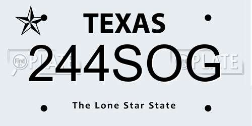 244SOG Texas License Plate