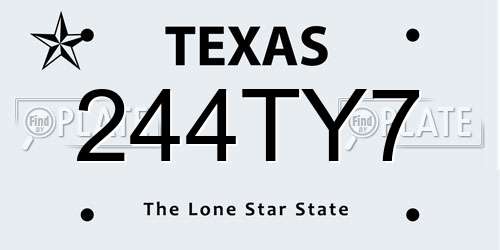 244TY7 Texas License Plate