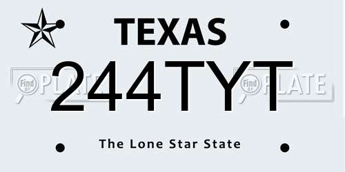 244TYT Texas License Plate