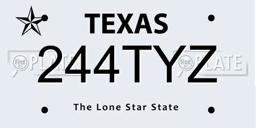 244TYZ Texas License Plate