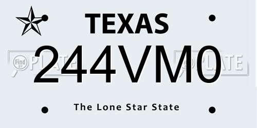 244VM0 Texas License Plate