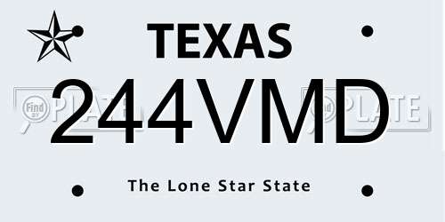 244VMD Texas License Plate