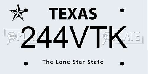 244VTK Texas License Plate