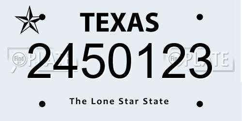 2450123 Texas License Plate