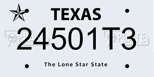24501T3 Texas License Plate