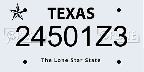 24501Z3 Texas License Plate