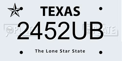2452UB Texas License Plate