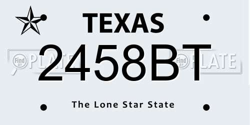2458BT Texas License Plate