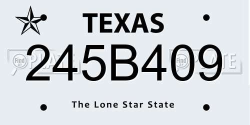 245B409 Texas License Plate