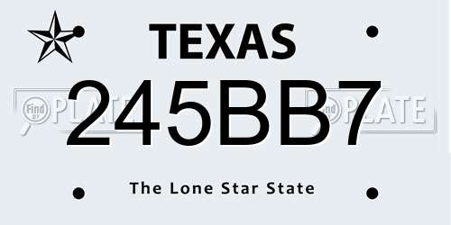 245BB7 Texas License Plate