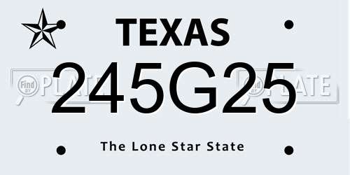 245G25 Texas License Plate