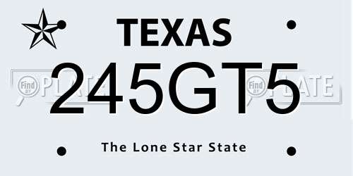 245GT5 Texas License Plate