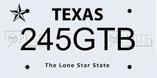 245GTB Texas License Plate