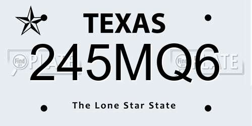 245MQ6 Texas License Plate