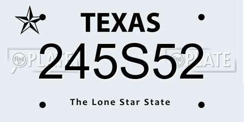 245S52 Texas License Plate