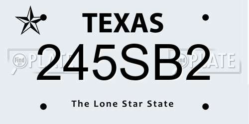 245SB2 Texas License Plate